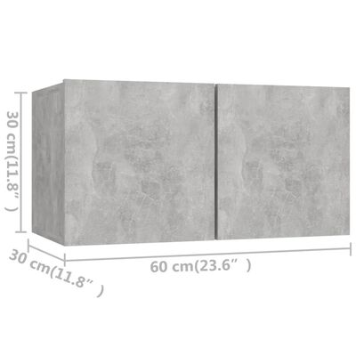 vidaXL 4 Piece TV Cabinet Set Concrete Grey Engineered Wood