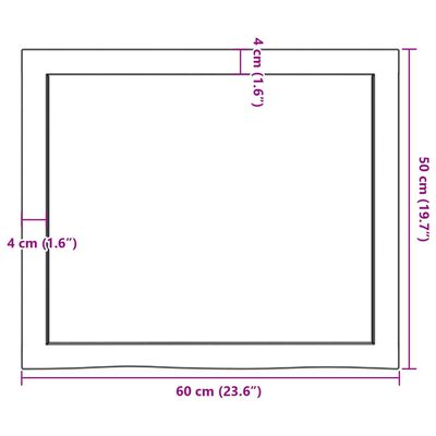 vidaXL Table Top Dark Brown 60x50x(2-6) cm Treated Solid Wood Oak