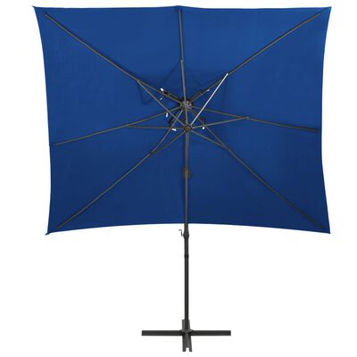 vidaXL Cantilever Garden Parasol with Double Top Azure Blue 250x250 cm