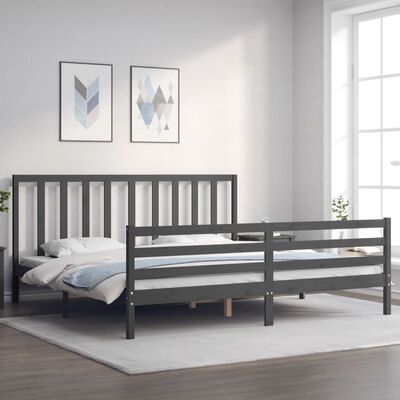 vidaXL Bed Frame without Mattress Grey 200x200 cm Solid Wood Pine