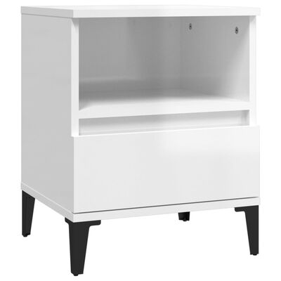 vidaXL Bedside Cabinets 2 pcs High Gloss White 40x35x50 cm