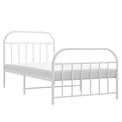 vidaXL Metal Bed Frame without Mattress with Footboard White 100x190 cm