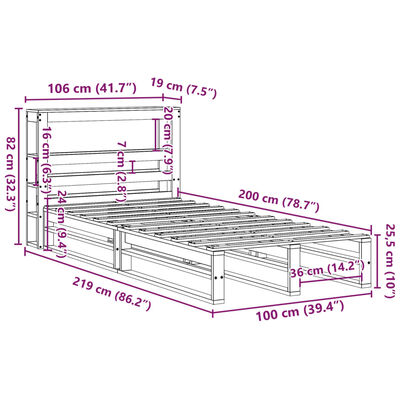 vidaXL Bed Frame without Mattress 100x200 cm Solid Wood Pine