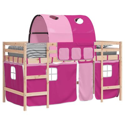 vidaXL Kids' Loft Bed with Tunnel without Mattress Pink 90x190 cm Single