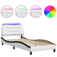 vidaXL Bed Frame with LED without Mattress White and Black 80x200 cm