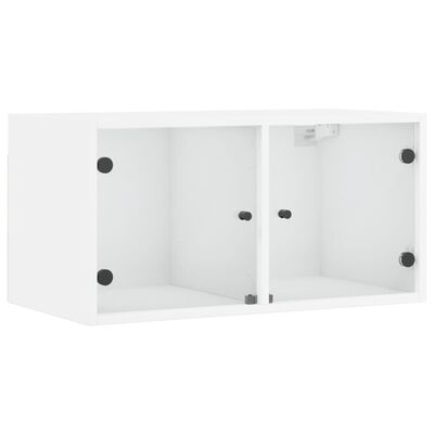 vidaXL Wall Cabinet with Glass Doors White 68.5x37x35 cm