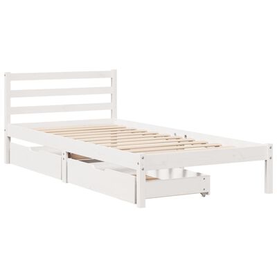 vidaXL Bed Frame without Mattress White 75x190 cm Small Single Solid Wood Pine