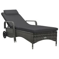 vidaXL Sun Lounger with Wheels Poly Rattan Grey