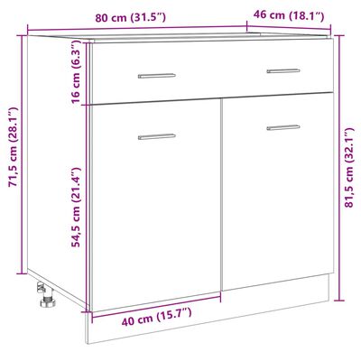 vidaXL Drawer Bottom Cabinet Sonoma Oak 80x46x81.5 cm Engineered Wood