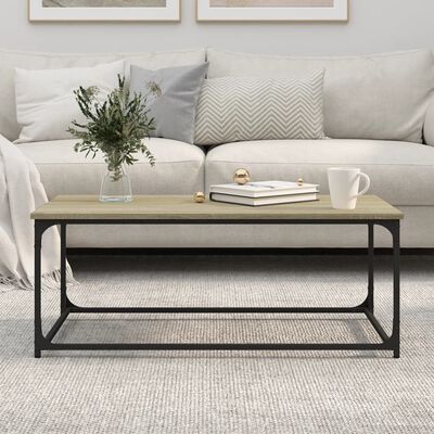 vidaXL Coffee Table Sonoma Oak 102x50x40 cm Engineered Wood and Iron