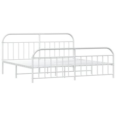 vidaXL Metal Bed Frame without Mattress with Footboard White 193x203 cm