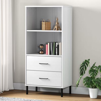 vidaXL Bookcase with 2 Drawers White 60x35x128.5 cm Solid Wood OSLO