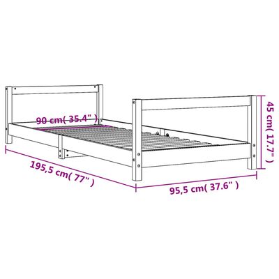 vidaXL Kids Bed Frame White 90x190 cm Solid Wood Pine