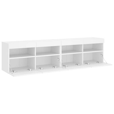 vidaXL TV Wall Cabinets with LED Lights 2 pcs White 80x30x40 cm