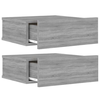 vidaXL Floating Nightstands 2pcs Grey Sonoma 40x30x15cm Engineered Wood