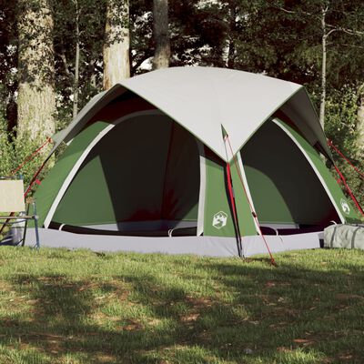 vidaXL Camping Tent Cabin 4-Person Green Waterproof