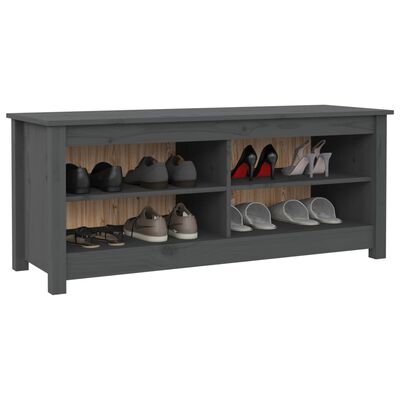 vidaXL Shoe Bench Grey 110x38x45.5 cm Solid Wood Pine