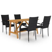 vidaXL 5 Piece Garden Dining Set Black