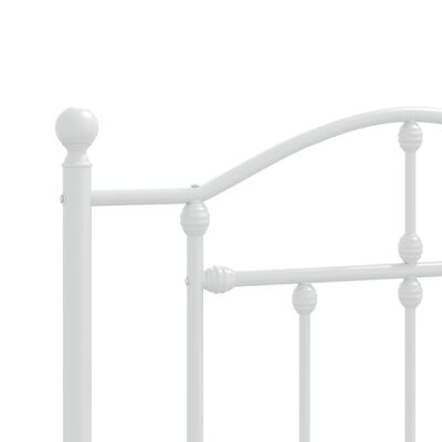 vidaXL Metal Bed Frame without Mattress with Headboard White 75x190 cm Small Single