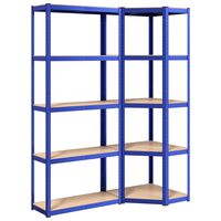 vidaXL 5-Layer Shelves 2 pcs Blue Steel&Engineered Wood