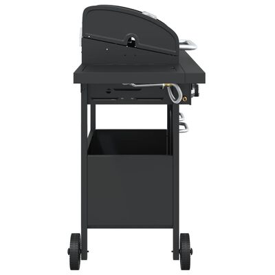 vidaXL Gas BBQ Grill with 4 Burners Black Powder-coated Steel