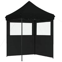 vidaXL Foldable Party Tent Pop-Up with 2 Sidewalls Black