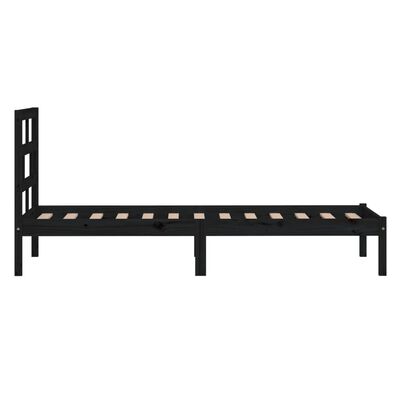 vidaXL Bed Frame without Mattress Black Solid Wood 100x200 cm (810011+814183)