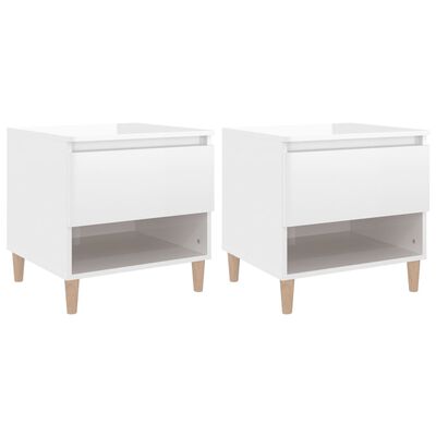 vidaXL Bedside Tables 2 pcs High Gloss White 50x46x50 Engineered Wood