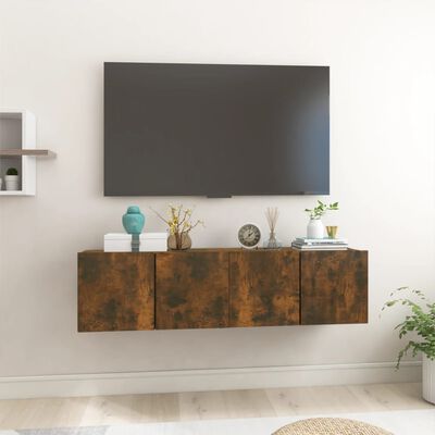 vidaXL Hanging TV Cabinets 2 pcs Smoked Oak 60x30x30 cm
