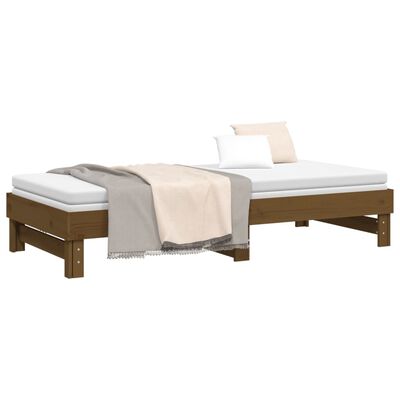 vidaXL Pull-out Day Bed without Mattress Honey Brown 2x(100x200) cm