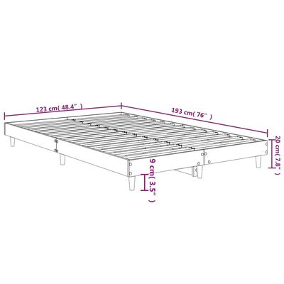 vidaXL Bed Frame without Mattress White 120x190 cm Small Double Engineered Wood