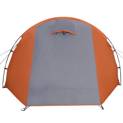 vidaXL Camping Tent Tunnel 4-Person Grey and Orange Waterproof