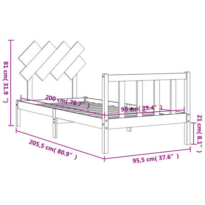 vidaXL Bed Frame without Mattress 90x200 cm Solid Wood Pine