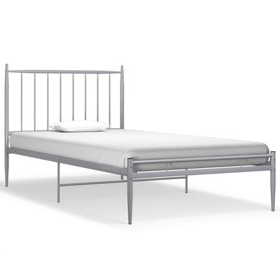 vidaXL Bed Frame without Mattress Grey Metal 100x200 cm