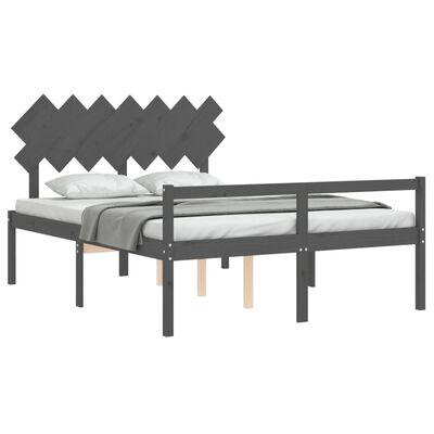 vidaXL Senior Bed without Mattress Grey King Size Solid Wood