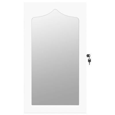 vidaXL Mirror Jewellery Cabinet Wall Mounted White 37.5x10x67 cm