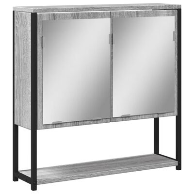 vidaXL Bathroom Mirror Cabinet Grey Sonoma 60x16x60 cm Engineered Wood