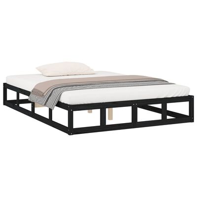 vidaXL Bed Frame without Mattress Black 180x200 cm Super King Solid Wood