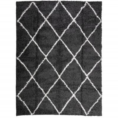 vidaXL Shaggy Rug PAMPLONA High Pile Modern Black and Cream 300x400 cm