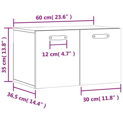 vidaXL Wall Cabinet Black 60x36.5x35 cm Engineered Wood