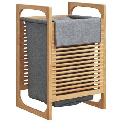 vidaXL Laundry Basket with Grey Bag 32x30x36.5 cm Bamboo