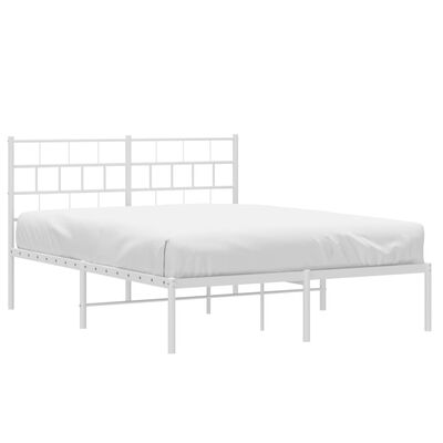 vidaXL Metal Bed Frame without Mattress with Headboard White 140x200 cm