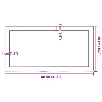 vidaXL Bathroom Countertop Dark Brown 80x40x(2-6) cm Treated Solid Wood