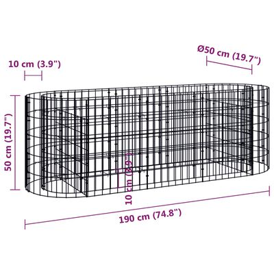 vidaXL Gabion Raised Bed Galvanised Iron 190x50x50 cm