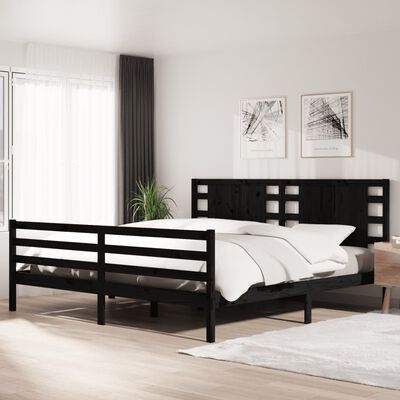 vidaXL Bed Frame without Mattress Black 200x200 cm Solid Wood Pine