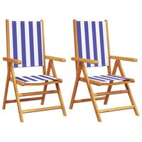 vidaXL Garden Chairs 2 pcs Blue and White Solid Wood Acacia and Fabric