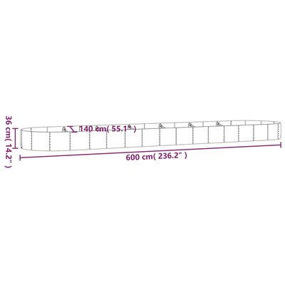 vidaXL Garden Raised Bed Powder-coated Steel 600x140x36 cm Green