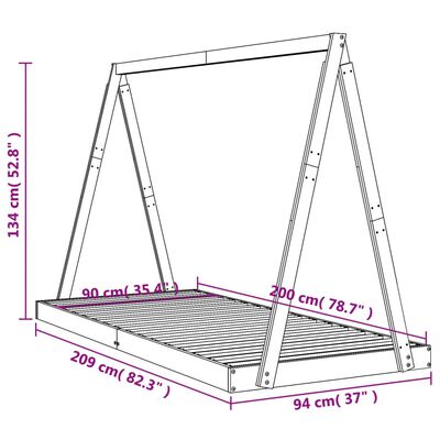 vidaXL Kids Bed Frame White 90x200 cm Solid Wood Pine