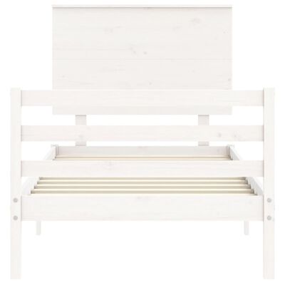 vidaXL Bed Frame without Mattress White Small Single Solid Wood