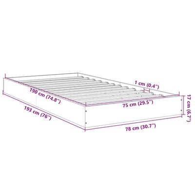 vidaXL Bed Frame without Mattress White 75x190 cm Small Single Engineered Wood